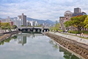 Fototapeta na wymiar Hiroshima city skyline in Japan