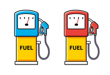 Petrol fuel pump isolated, gas filling station icons.