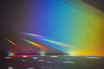 rainbow background with disco light for products and overlays. Prism light