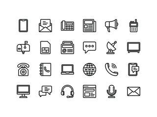 Communication Device Outline  Icon Set