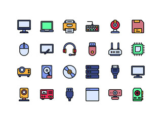 Computer and IT Lineal Color Icon Set