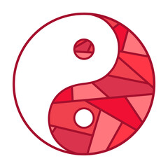 Yin and Yang. Religious symbol. Religion. Hand drawn circle sign on isolation background