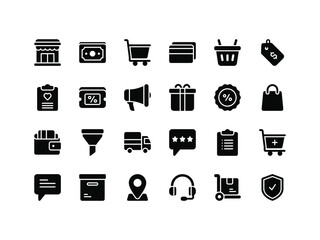 E-commerce and Shopping Glyph Icon Set
