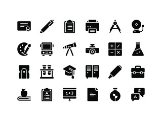 School and Education Glyph Icon Set