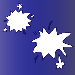 empty speech bubble on blue background. shape of star bubble for text. hand drawn vector. comic book scene style. doodle art for sticker, clipart, logo, label, poster, banner. comic conversation.