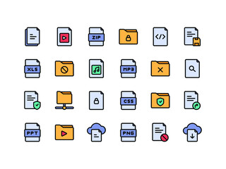 File and Document Lineal Color Icon Set