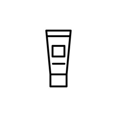 Pharmaceutical cream tube cosmetic black line icon. Simple tube badge. Trendy flat isolated symbol sign used for: illustration, outline, logo, mobile, app, design, web, dev, ui, ux, gui. Vector EPS 10