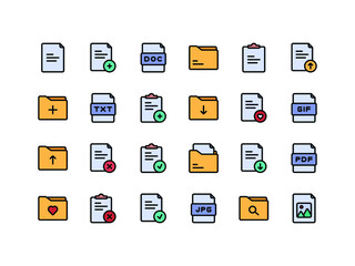 File and Document Lineal Color Icon Set