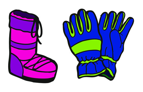 boots, bottes de neige, apr&egrave;s-ski, gants sports d'hiver