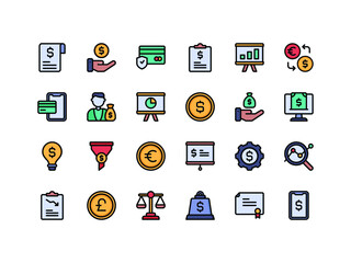 Finance and Accounting Lineal Color Icon Set