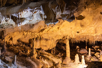 inside the caves of Thouzon, in Vaucluse, in the south of France - obrazy, fototapety, plakaty
