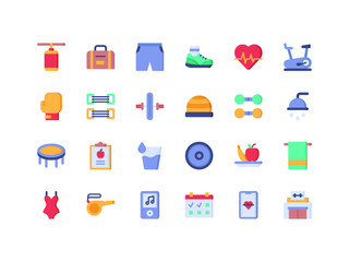 Sport and Fitness Flat Icon Set