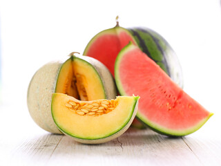 fresh watermelon and melon slices