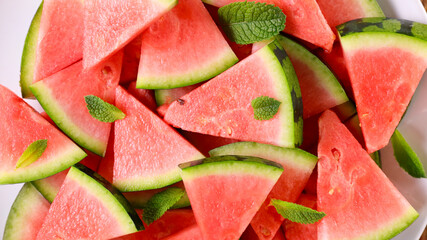 fresh watermelon sliced- top view