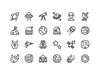 Space Objects Outline Icon Set