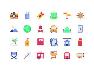 Vacation and Travel Flat Icon Set