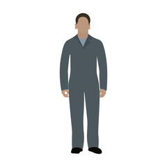 A guy in a blue suit, in work clothes. minimalist style