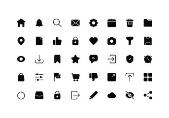 User Interface Glyph Icon Set