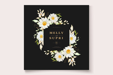 Watercolor Chrysanthemum Wedding Card