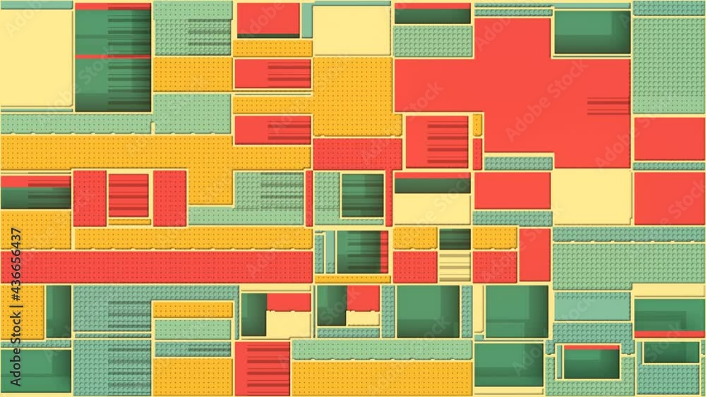 Poster cargo containers move in horizontal and vertical planes 3d render loop animation