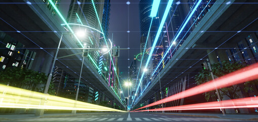 Smart city with speed light data connection © jamesteohart