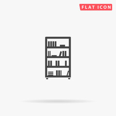 Bookcase flat vector icon. Hand drawn style design illustrations