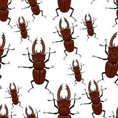Stag beetle pattern seamless in simple style vector illustration