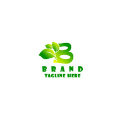 Modern b letter company logo, clean design. ecology logo. letter b icon vector. leaf logo template.