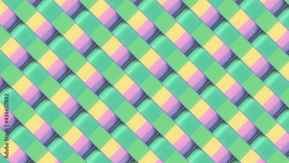 Aufkleber Loop animation of moving rectangular shapes with trendy gradient 3d rendering 4K