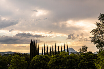 the Sainte Victoire mountain, in the light of spring in stormy weather