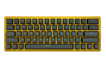 Yellow computer keyboard with rgb colors isolated on white background.