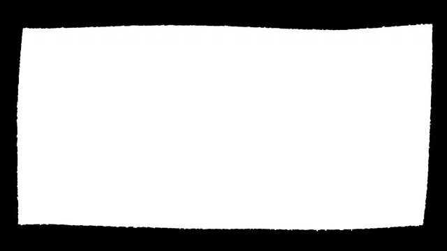 Wobbly torn black frame on a white background, stop motion animation 
