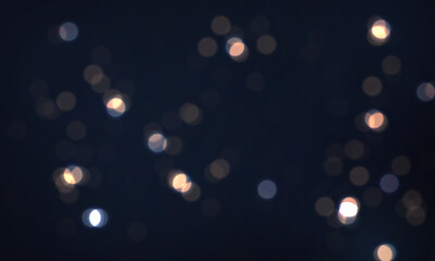 Festive blue background with colorful lights bokeh