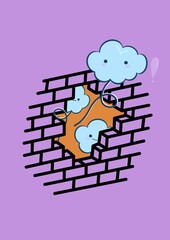 Even as a cloud, wanting to go out and see the bright sky's, I hope to get behind the COVID.For poster digital Art.For kids 