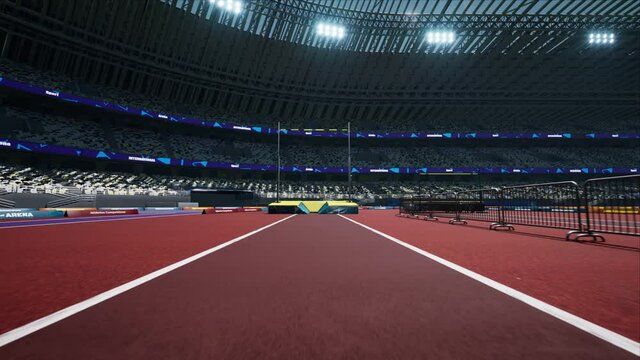 Vault athletics yard for jumping on the empty sport arena. Pole value. High quality 4k footage