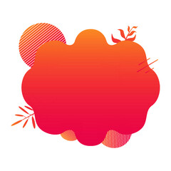 Summer background. Summer sale. Branch plant, palm. Web wallpaper. Social media. Abstract shapes. Circle, cloud, lines. Red and orange gradient. 