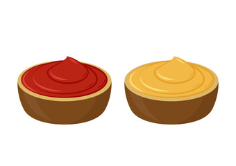 Tomato and Mustard sauce vector. wallpaper. free space for text. copy space.