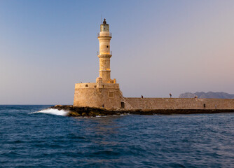 Fototapeta na wymiar Chania's lighthouse reminds of a bygone era