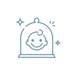 Toddler head icon. The child is protected. Quarantine and isolation of children. Vector. The image is isolated on a white background.