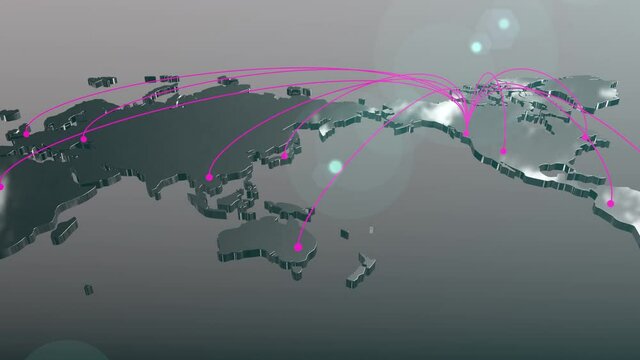 Canada to the world spread connection map animation