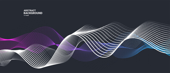 Abstract background with flowing particles. Dynamic waves. vector illustration.	
