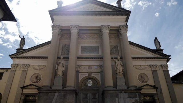 Ivrea, Piemonte. Italy. 05-28-2021. Parish of Santa Maria Assunta. Tilt 4K