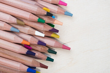 Obraz premium Set of multi-colored pencils. Abstract background Art and creativity