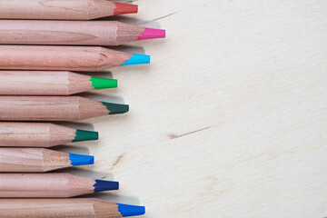 Set of multi-colored pencils. Abstract background Art and creativity