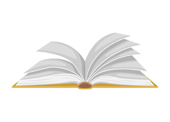Vector illustration of an open book. Isolated illustration of flipping pages.