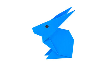 A little rabbit made with small craft paper and nicely placed on a paper background