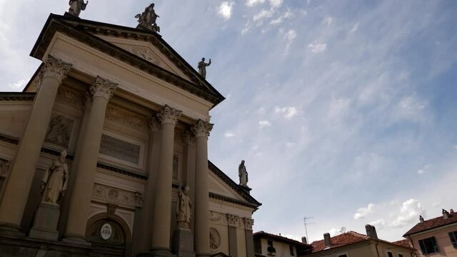 Ivrea, Piemonte. Italy. 05-28-2021. Parish of Santa Maria Assunta. Tilt 4K