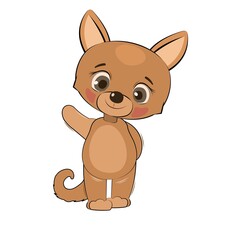 Little cub puppy. Dog. Isolated object on white background. Cheerful kind animal child. Cartoons flat style. Funny. Vector