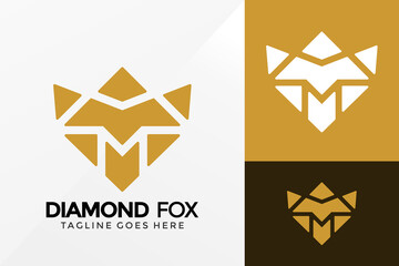 Letter M Diamond Fox Logo Design, Brand Identity Logos Designs Vector Illustration Template