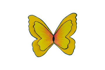 A pink color butterfly made with small craft paper and nicely placed on a paper background